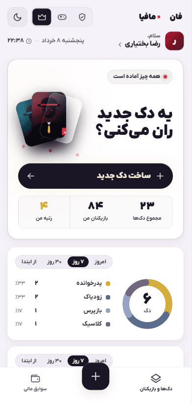 داشبورد گرداننده — نمای روشن اپ
